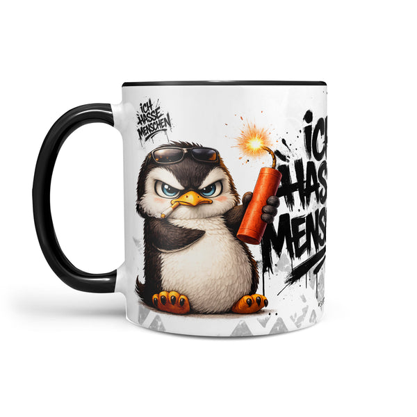 Pinguin Dynamit Ich hasse Menschen Schwarz Links