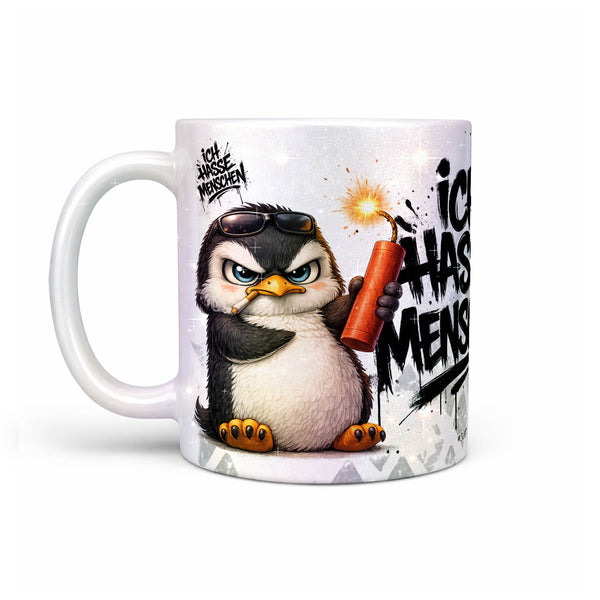 Pinguin Dynamit Ich hasse Menschen Perlmutt Links