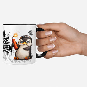 Pinguin Dynamit Ich hasse Menschen Schwarz Deko