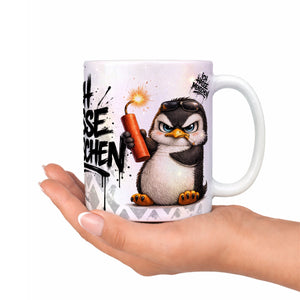 Pinguin Dynamit Ich hasse Menschen Perlmutt Deko