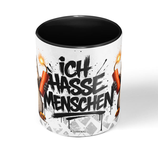 Pinguin Dynamit Ich hasse Menschen Schwarz Seite