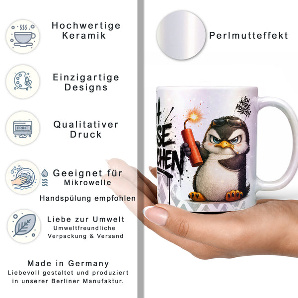 Pinguin Dynamit Ich hasse Menschen Perlmutt Datenblatt