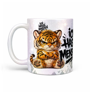 Tiger Ich hasse Menschen Tasse Perlmutt Links