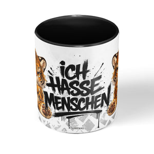 Tiger Ich hasse Menschen Tasse Schwarz Seitenansicht