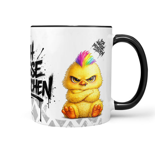 Küken mit Punk Ich hasse Menschen Tasse Schwarz Produktbild