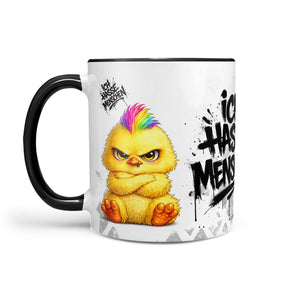 Küken mit Punk Ich hasse Menschen Tasse Schwarz Links