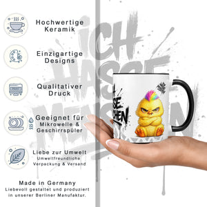 Küken mit Punk Ich hasse Menschen Tasse Schwarz Datenblatt