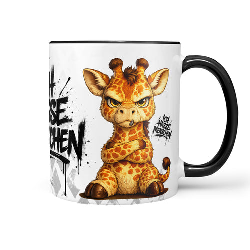 Giraffe Tasse Ich hasse Menschen Schwarz Produktbild Kaffeetasse