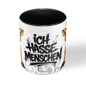 Giraffe Tasse Ich hasse Menschen Schwarz Produktbild Kaffeetasse mittig