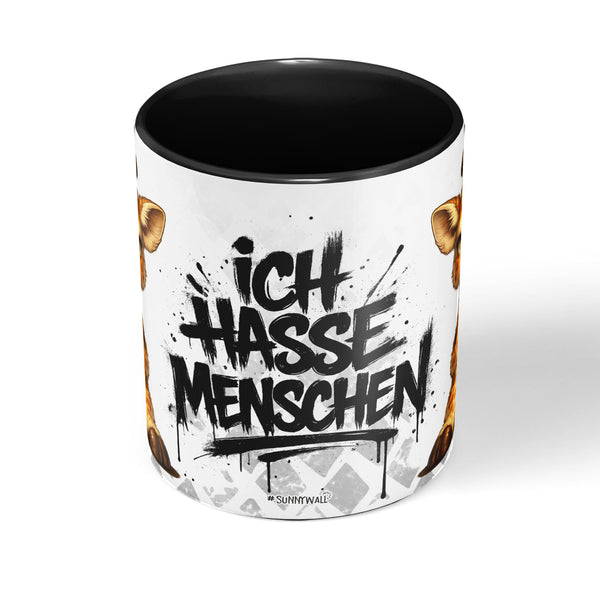 Giraffe Tasse Ich hasse Menschen Schwarz Produktbild Kaffeetasse mittig