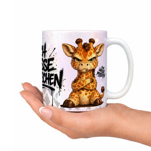 Giraffe Tasse Ich hasse Menschen perlmutt Produktbild Kaffeetasse deko