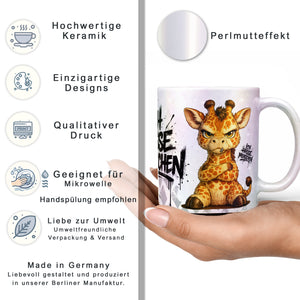 Giraffe Tasse Ich hasse Menschen perlmutt Produktbild Kaffeetasse Datenblatt