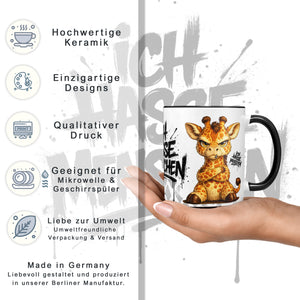 Giraffe Tasse Ich hasse Menschen Schwarz Produktbild Kaffeetasse Datenblatt