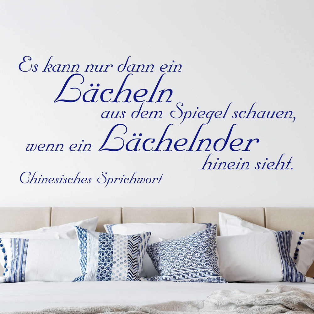 Wandtattoo elegantes Zitat - nur ein Lächeln, wenn ein Lächelnder - chinesisches Sprichwort - Sunnywall - Individualität trifft Design
