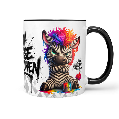 Zebra Tasse Ich hasse Menschen Schwarz Produktbild Kaffeetasse