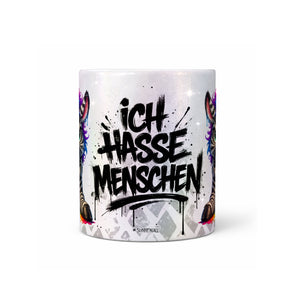Zebra Tasse Ich hasse Menschen perlmutt Produktbild Kaffeetasse mittig