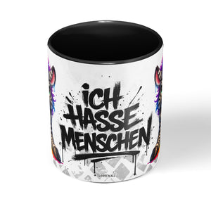 Zebra Tasse Ich hasse Menschen Schwarz Produktbild Kaffeetasse mittig