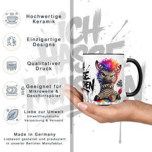 Zebra Tasse Ich hasse Menschen Schwarz Produktbild Kaffeetasse Datenblatt