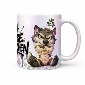 Wolf Tasse Ich hasse Menschen perlmutt Produktbild Kaffeetasse