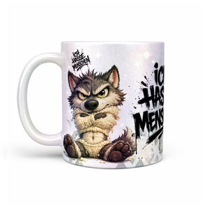 Wolf Tasse Ich hasse Menschen perlmutt Produktbild Kaffeetasse linke Seite