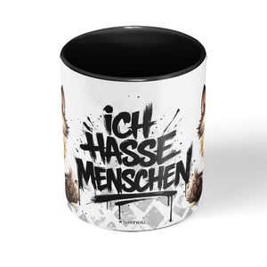 Wolf Tasse Ich hasse Menschen Schwarz Produktbild Kaffeetasse mittig