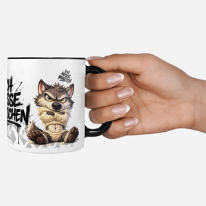 Wolf Tasse Ich hasse Menschen Schwarz Produktbild Kaffeetasse deko