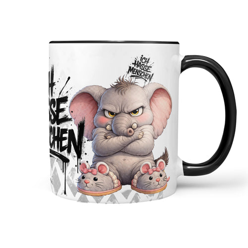 Elefant Tasse Ich hasse Menschen Schwarz Produktbild Kaffeetasse