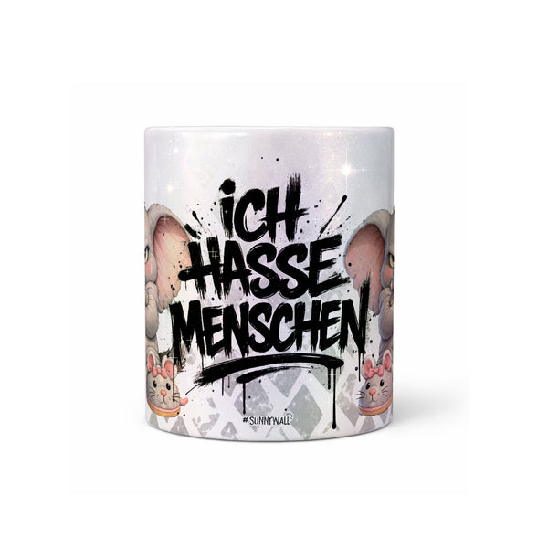 Elefant Tasse Ich hasse Menschen perlmutt Produktbild Kaffeetasse mittig