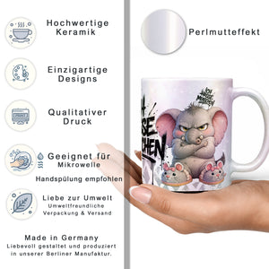 Elefant Tasse Ich hasse Menschen perlmutt Produktbild Kaffeetasse Datenblatt