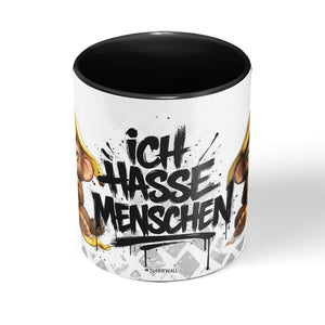 Affe Tasse Ich hasse Menschen Kaffeetasse Schwarz Produktbild mittig