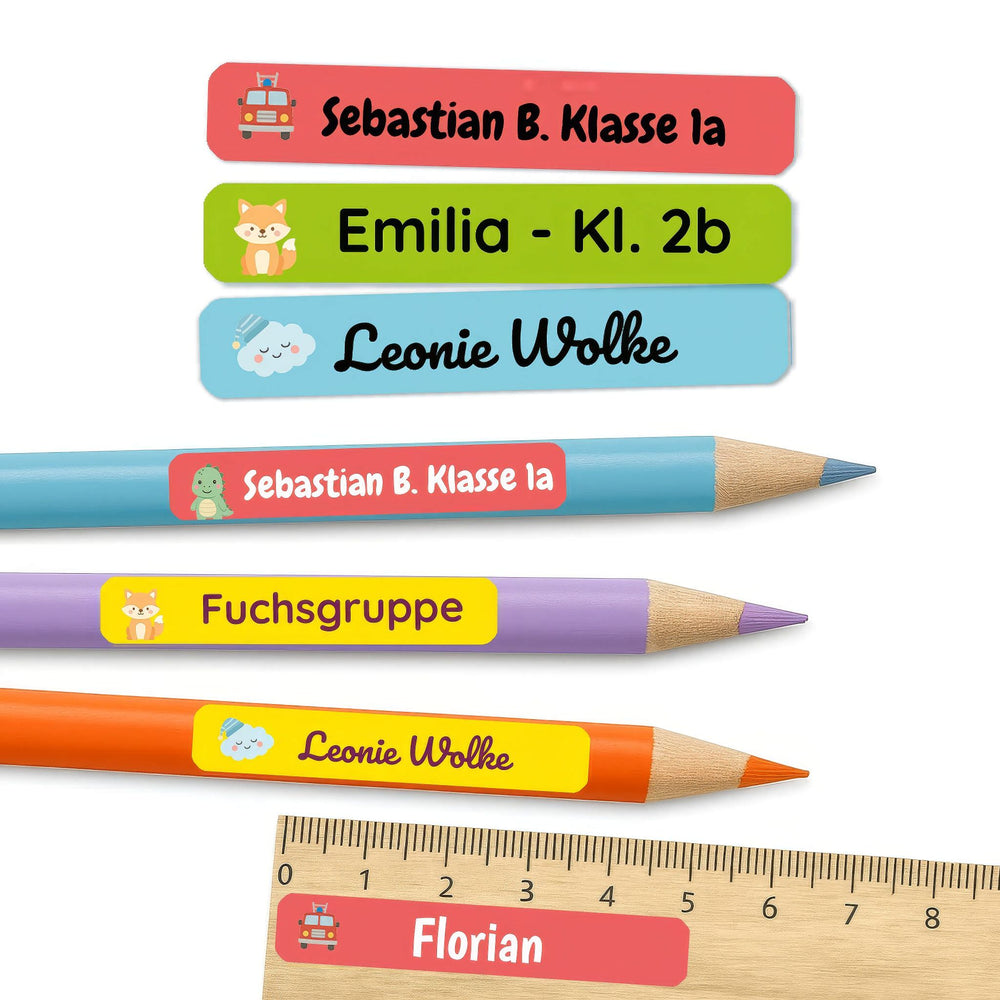Namensaufkleber Stifte Stifteaufkleber Aufkleber personalisiert 72 Stück 49x7,5 mm