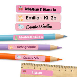 Namensaufkleber Stifte Stifteaufkleber Aufkleber personalisiert 72 Stück 49x7,5 mm