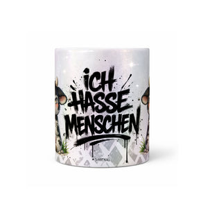 Kuh Ich hasse Menschen Tasse perlmutt Produktbild mittig