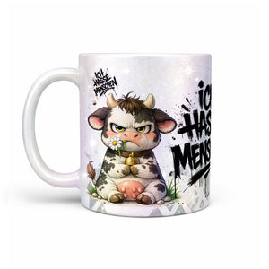 Kuh Ich hasse Menschen Tasse perlmutt Produktbild linke Seite