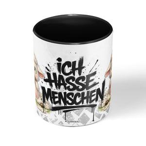 Schaf Ich hasse Menschen Tasse Schwarz Produktbild mittig