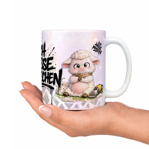 Schaf Ich hasse Menschen Tasse perlmutt Produktbild linke Seite