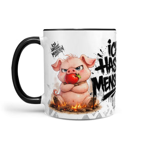 Schwein Ich hasse Menschen Tasse Schwarz Produktbild links