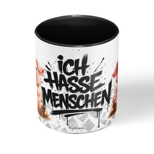 Schwein Ich hasse Menschen Tasse Schwarz Produktbild mittig