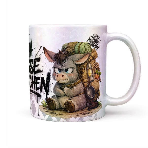Esel Ich hasse Menschen Tasse perlmutt Produktbild 
