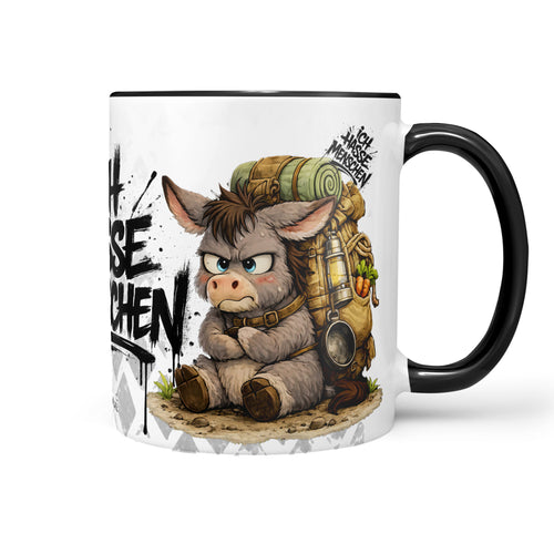 Esel Ich hasse Menschen Tasse Schwarz Produktbild 
