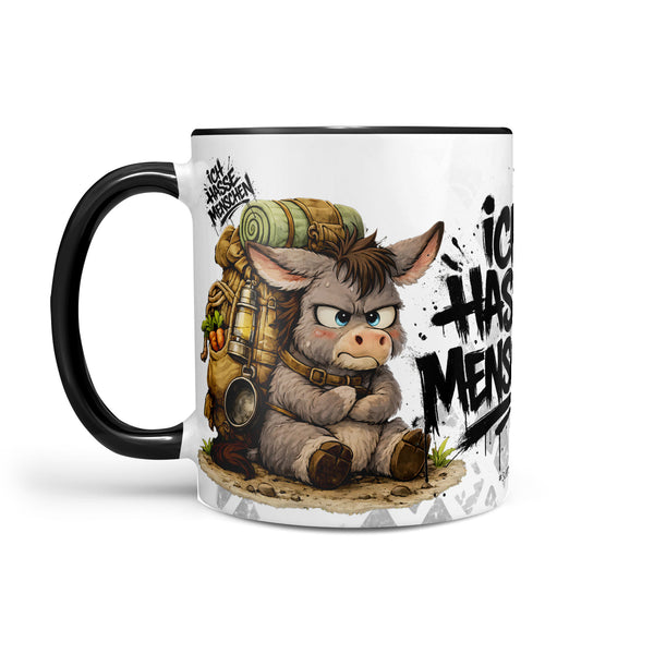 Esel Ich hasse Menschen Tasse Schwarz Produktbild links
