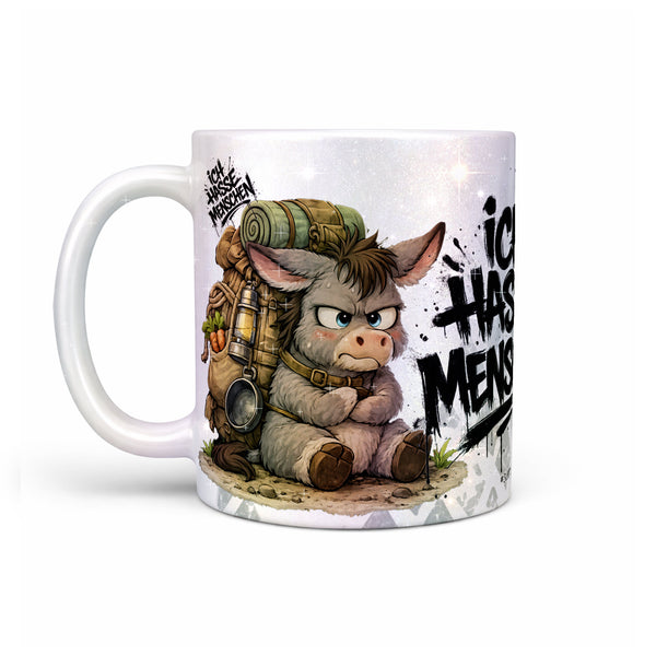 Esel Ich hasse Menschen Tasse perlmutt Produktbild links