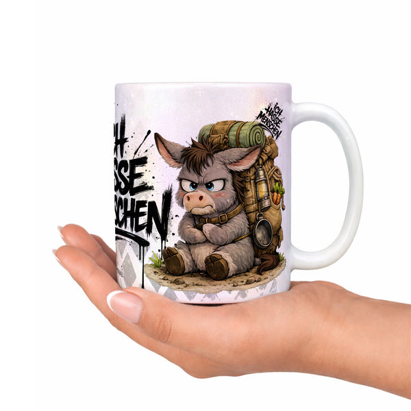 Esel Ich hasse Menschen Tasse perlmutt Produktbild deko