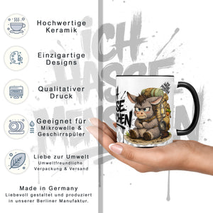 Esel Ich hasse Menschen Tasse Schwarz Produktbild Datenblatt