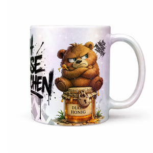 Ich hasse Menschen Bär auf Honigglas Tasse perlmutt  Produktbild front