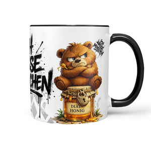Ich hasse Menschen Bär auf Honigglas Tasse schwarz Front Produktbild