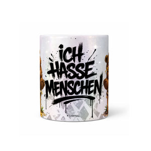 Ich hasse Menschen Bär auf Honigglas Tasse perlmutt  Produktbild mittig