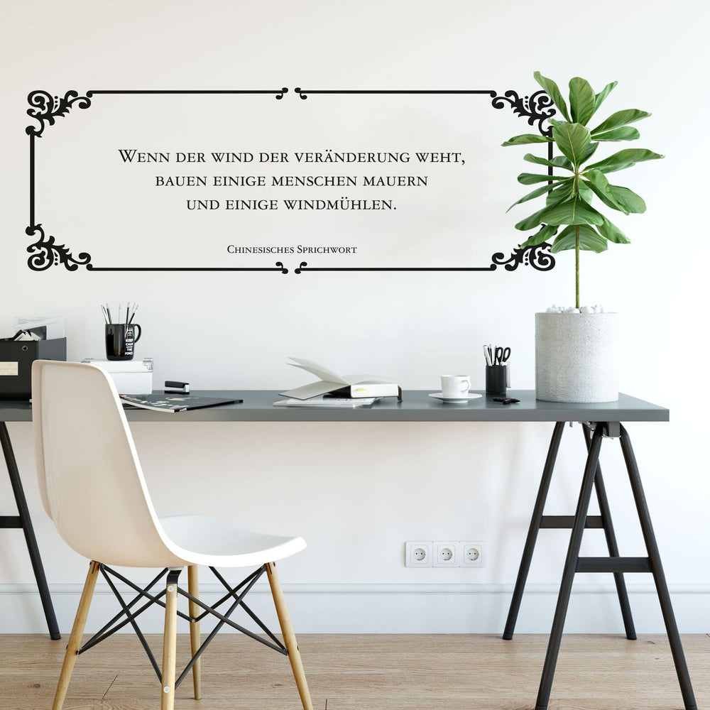 Wandtattoo Zitat - Wind der Veränderung - Mauern und Windmühlen - Chinesisches Sprichwort - Sunnywall - Individualität trifft Design