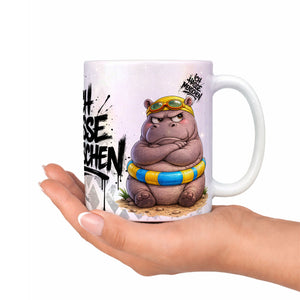Produktbild Ich hasse Menschen Nilpferd Tasse perlmutt Deko