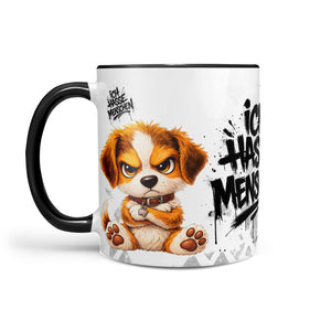 Produktbild Ich hasse Menschen Hund Tasse schwarz links